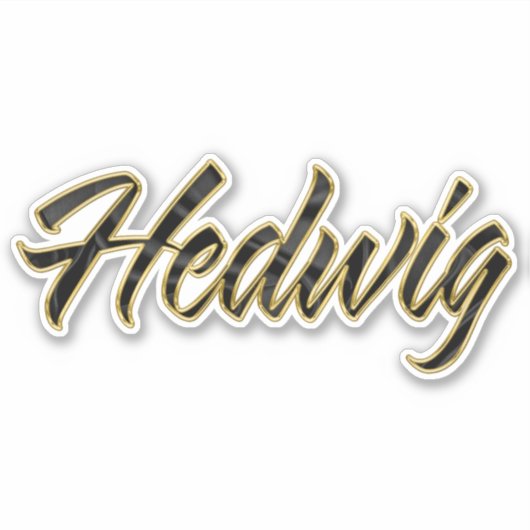 Hedwig black gold Lettering Aufkleber Sticker (Vorderseite)
