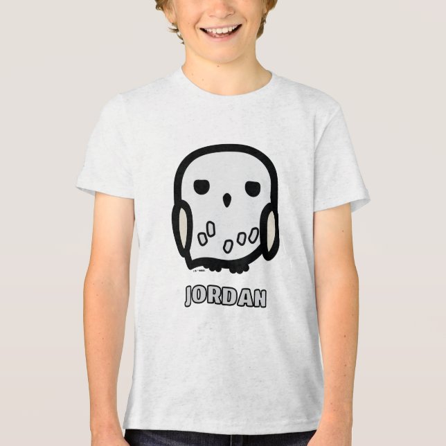 Hedwig Cartoon Charakter Kunst Tri-Blend Shirt (Vorderseite)