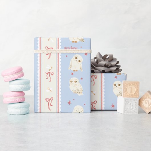 Hedwig-Eulenpost-Streifenmuster Geschenkpapier (Babyparty)