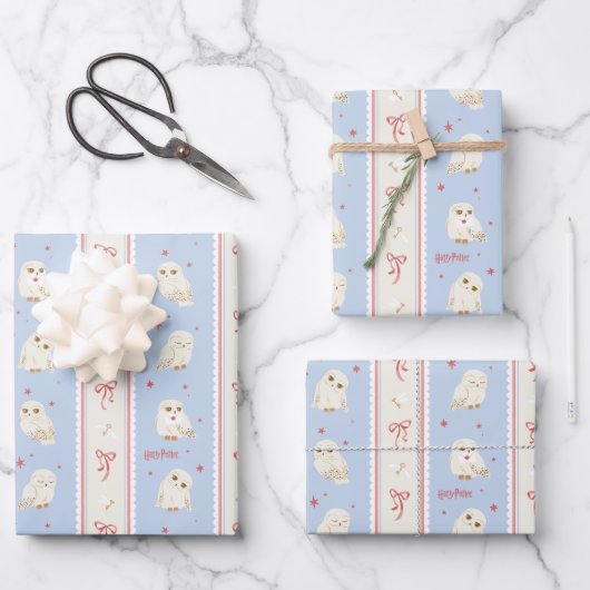 Hedwig Eulenpost-Streifenmuster Geschenkpapier Set (Vorderseite)
