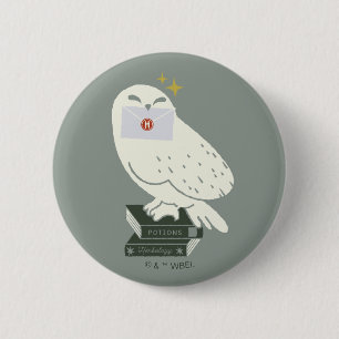 Hedwig mit Brief Skurrile Zeichnung Button