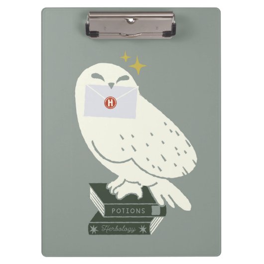 Hedwig mit Brief Whimsical-Zeichnung Klemmbrett (Vorderseite)
