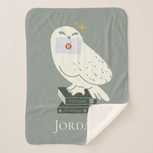 Hedwig mit Brief Whimsical-Zeichnung Sherpadecke (Vorderseite)