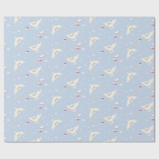 Hedwig Owl Post Letters and Books Pattern Geschenkpapier (Flach)