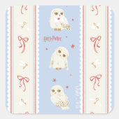 Hedwig Owl Post Stripe Pattern Quadratischer Aufkleber (Vorderseite)