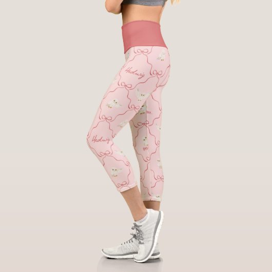 Hedwig Pink Ribbon Pattern Capri Leggings (Links)