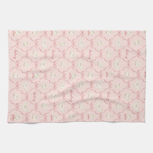 Hedwig Pink Ribbon Pattern Geschirrtuch (Horizontal)