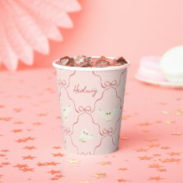 Hedwig Pink Ribbon Pattern Pappbecher