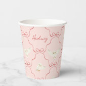 Hedwig Pink Ribbon Pattern Pappbecher (Vorderseite)