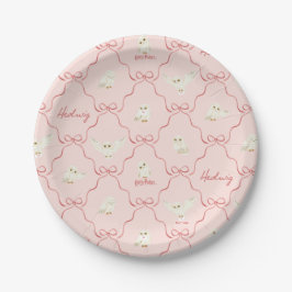 Hedwig Pink Ribbon Pattern Pappteller