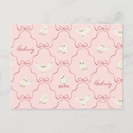 Hedwig Pink Ribbon Pattern Postkarte (Vorderseite)