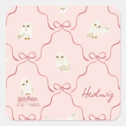 Hedwig Pink Ribbon Pattern Quadratischer Aufkleber (Vorderseite)