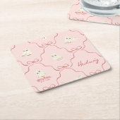 Hedwig Pink Ribbon Pattern Rechteckiger Pappuntersetzer (angewinkelt)
