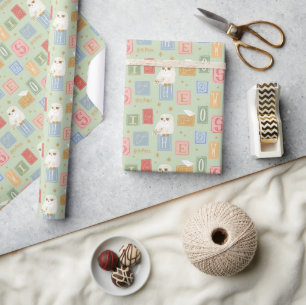 Hedwig-Post-Blockbuchstaben-Muster Geschenkpapier
