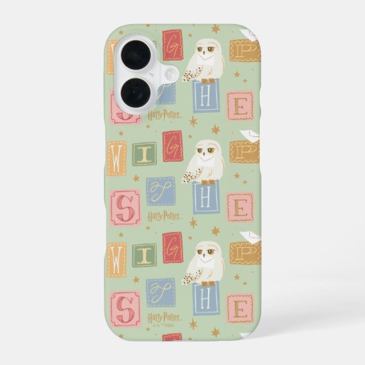 Hedwig-Post-Blockbuchstaben-Muster iPhone 16 Hülle (Rückseite)