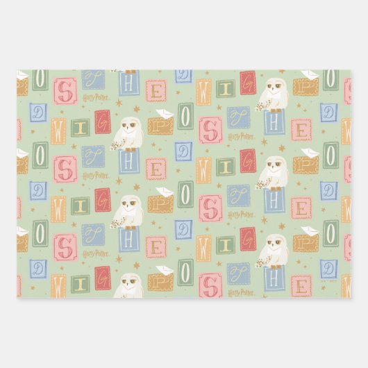 Hedwig Post Letter Block Pattern Geschenkpapier Set (Vorderseite 3)