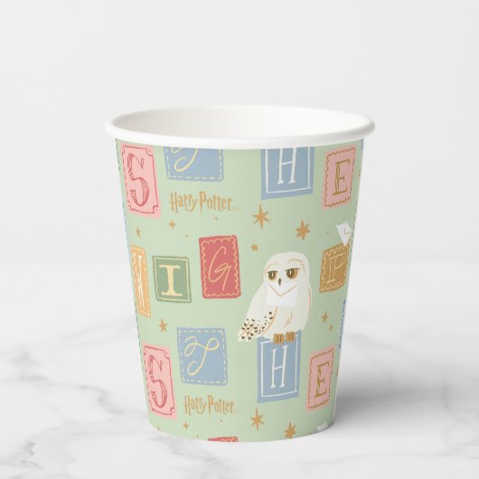 Hedwig Post Letter Block Pattern Pappbecher (Rückseite)