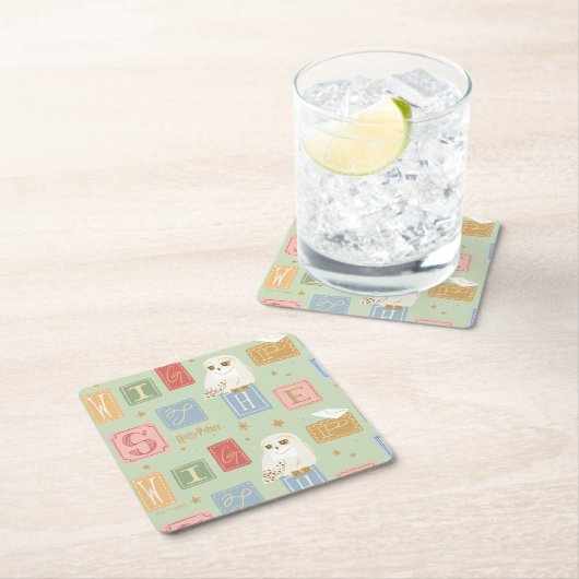 Hedwig Post Letter Block Pattern Rechteckiger Pappuntersetzer (Vor Ort)