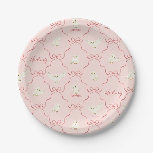Hedwig-Rosa-Schleifen-Muster Pappteller (Vorderseite)