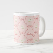 Hedwig-Rosaband-Muster Jumbo-Tasse (Vorderseite Rechts)
