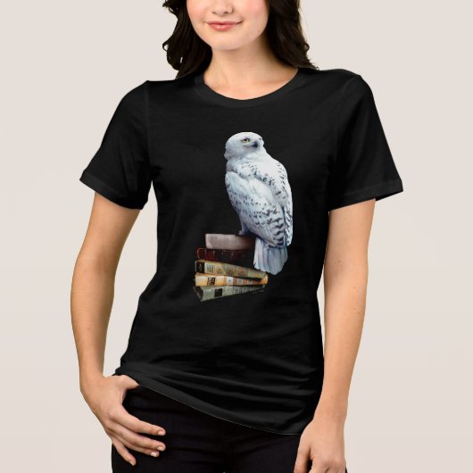 Hedwig über Bücher Tri-Blend Shirt (Vorderseite)