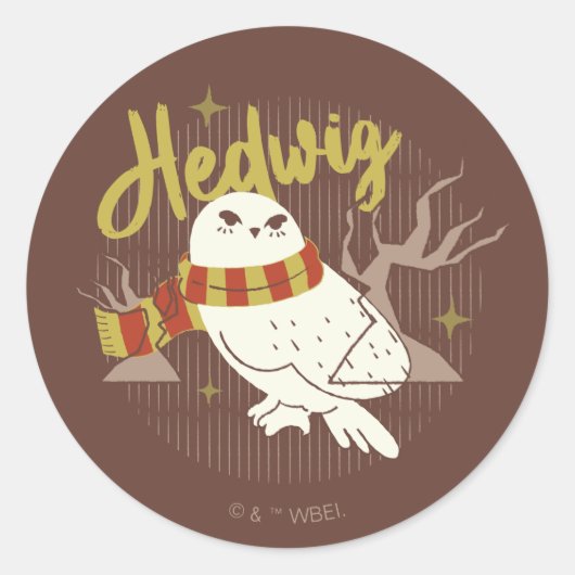 Hedwig Whimsical Forest Zeichnung Runder Aufkleber (Vorderseite)