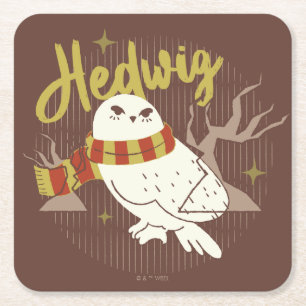 Hedwig Whimsicaler Wald Zeichnung Rechteckiger Pappuntersetzer