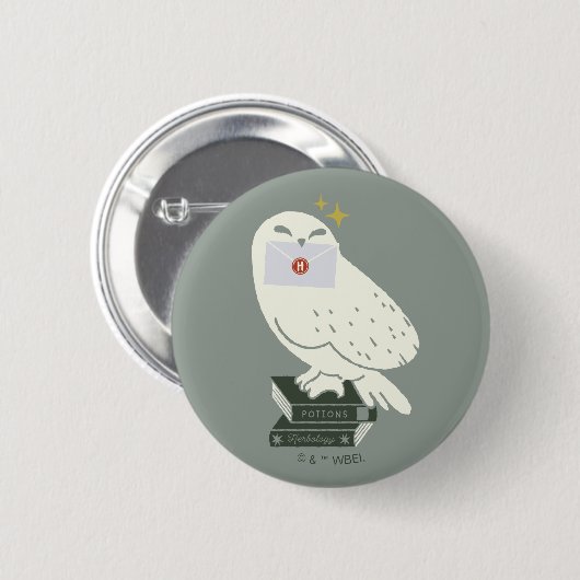 Hedwig With Letter Whimsical Drawing Button (Vorne & Hinten)