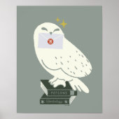 Hedwig With Letter Whimsical Drawing Poster (Vorne)