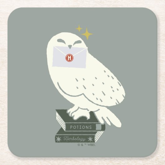 Hedwig With Letter Whimsical Drawing Rechteckiger Pappuntersetzer (Vorderseite)