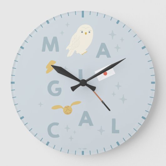 Hedwigh "Magical" Typografy Graphic Große Wanduhr (Vorderseite)