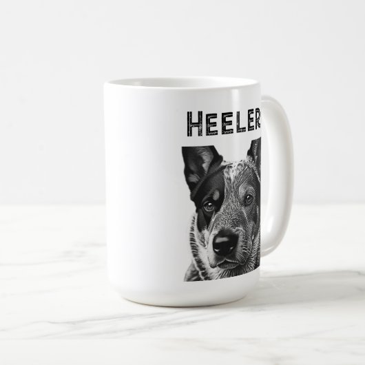 Heeler (Blue Heeler Dog) schließen Kaffeetasse (VorderseiteRechts)