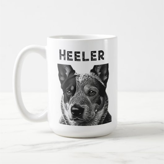 Heeler (Blue Heeler Dog) schließen Kaffeetasse (Links)