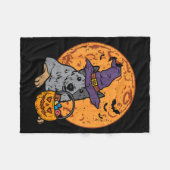 Heeler Hexenhut Mond Jack O Lantern Halloween Fleecedecke (Vorderseite (Horizontal))