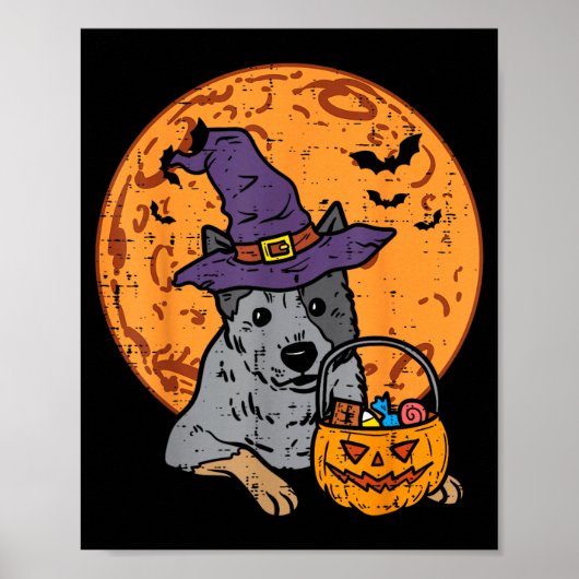Heeler Hexenhut Mond Jack O Lantern Halloween Poster (Vorne)