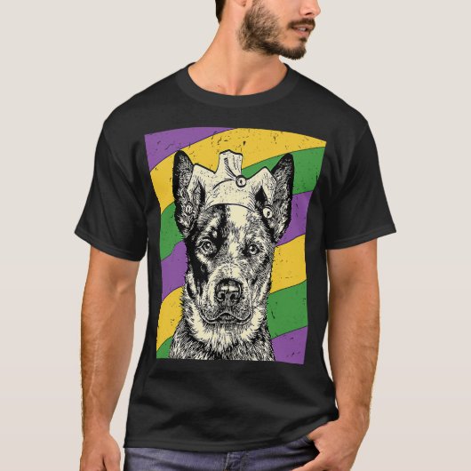 Heeler Jester Mardi Gras Dog Mama oder Vater T-Shirt (Vorderseite)