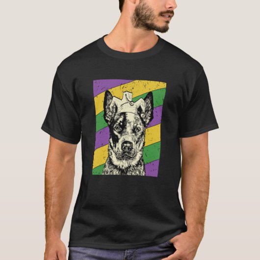Heeler Jester Mardi Gras Dog Mom or Dad T-Shirt (Vorderseite)