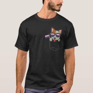 Heeler Pocket Dog LGBTQ Genderfluid Flag Non-Binar T-Shirt