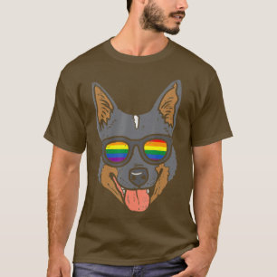 Heeler Rind Hund LGBTQ Rainbow Flag Gay Pride T-Shirt