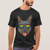 Heeler Rind Hunde LGBTQ Regenbogenflagge Gay Pride T-Shirt (Vorderseite)