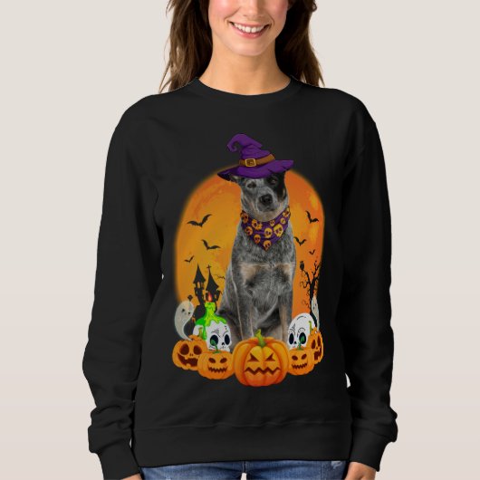 Heeler Witch Pumpkin Halloween Dog Sweatshirt (Vorderseite)