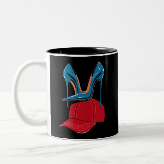 Heels, die Red MAGA Hat Election 2024 Zweifarbige Tasse (Links)