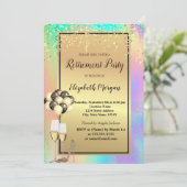 Heels, Glas, Balloons, holografische Versorgung Einladung (Stehend Vorderseite)