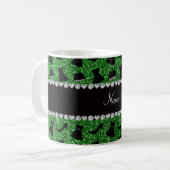 Heels-Kleidergeldbeutel des grünen Glitters des Kaffeetasse (Vorderseite Links)