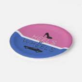 Heels oder Räder{Auto} Black|Pink|Blue Gender Reve Pappteller (Schrägansicht)