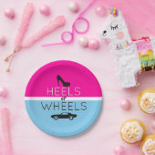 Heels oder Räder{Auto} Black|Pink|Blue Gender Reve Pappteller (Party)