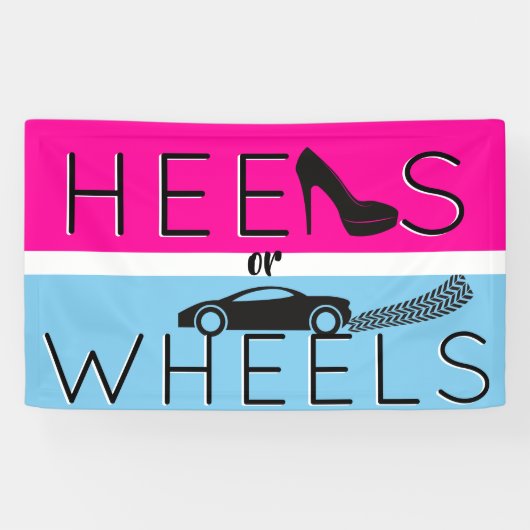 Heels oder Räder |{Auto} Pink & Blue Gender Reveal Banner (Horizontal)