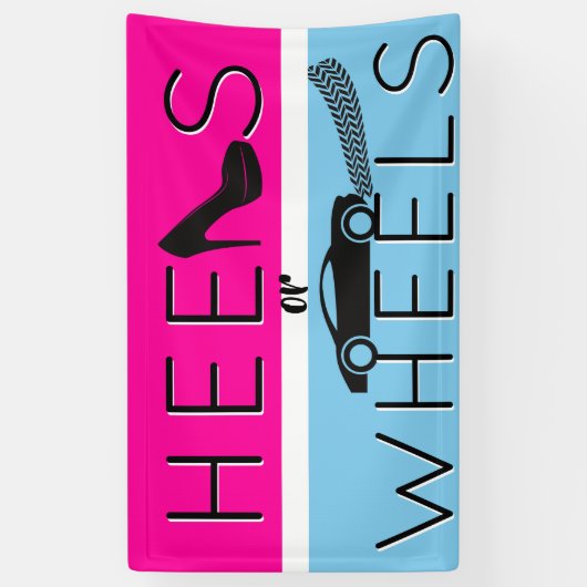 Heels oder Räder |{Auto} Pink & Blue Gender Reveal Banner (Vertikal)