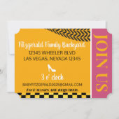 Heels oder Räder {Auto} Rosa- und Gelbfärbung Einladung (Rückseite)