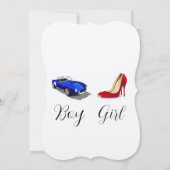 Heels oder Räder Chic Lässige Quirky Gender Reveal Einladung (Rückseite)